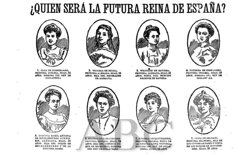 Enquesta de l''ABC' de l'agost del 1905 en què preguntava als lectors qui havia de ser la reina d'Espanya. La guanyadora va ser Victòria Eugènia de Battenberg