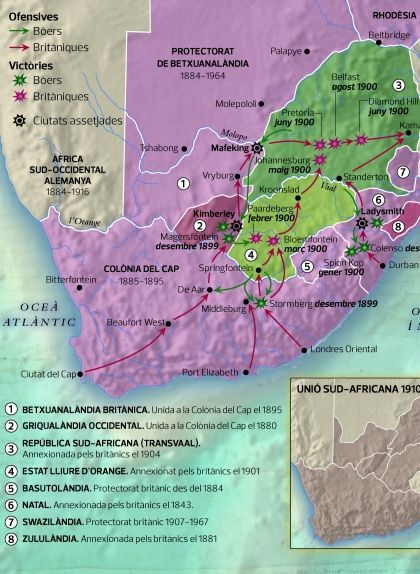 Mapa de la segona guerra dels bòers Mapa de la segona guerra dels bòers