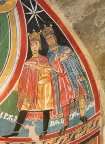 Els reis Gaspar i Baltasar als frescos de Santa Maria de Taüll Els reis Gaspar i Baltasar als frescos de Santa Maria de Taüll