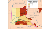 Mapa de la Gran Reserva Sioux a Dakota del Sud i Nebraska