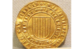 Moneda d'or de Pere el Gran i la seva dona Constança de Sicilia Moneda d'or de Pere el Gran i la seva dona Constança de Sicilia