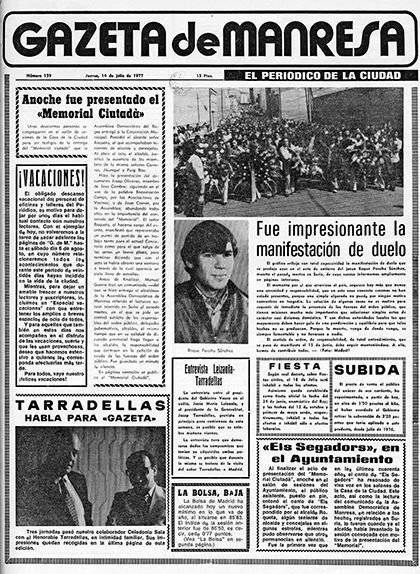 Notícia sobre les protestes per la mort de Roque Peralta a la 'Gazeta de Manresa' Notícia sobre les protestes per la mort de Roque Peralta a la 'Gazeta de Manresa'