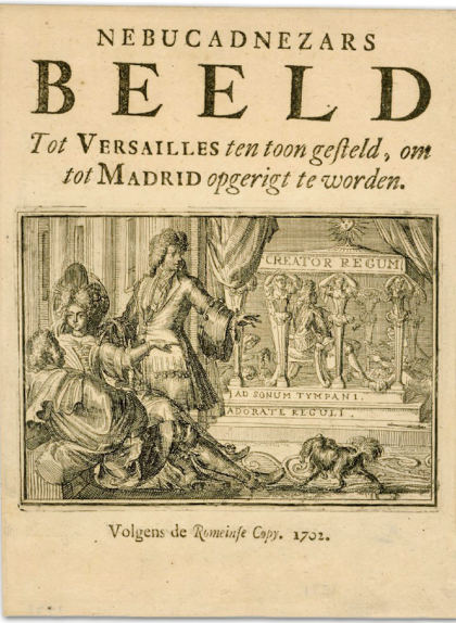 Imatge que ridiculitzava la proclamació de Felip V convertit en estàtua Imatge que ridiculitzava la proclamació de Felip V convertit en estàtua