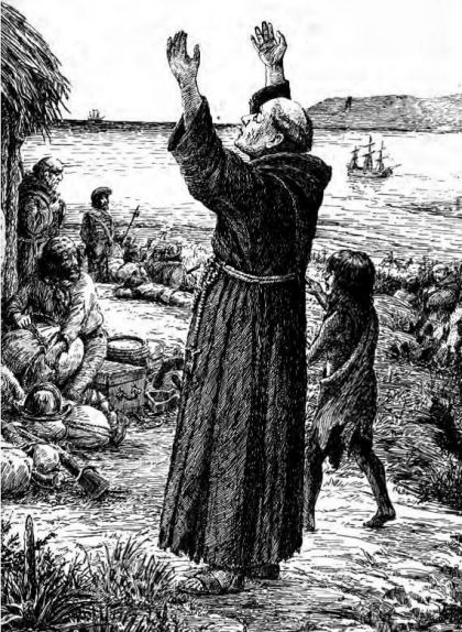 Juníper Serra dóna gràcies per l'arribada del vaixell 'San Antonio' al port de Santiago el 19 de març del 1770 Juníper Serra dóna gràcies per l'arribada del vaixell 'San Antonio' al port de Santiago el 19 de març del 1770
