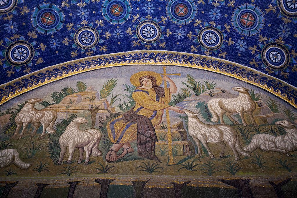 Mosaic del Bon Pastor, al mausoleu de Gal·la Placídia, a Ravenna (Itàlia)