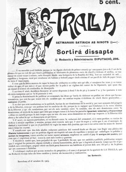 Primer exemplar de 'La Tralla', del 1903 Primer exemplar de 'La Tralla', del 1903