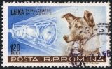 Segell romanès del 1957 amb la gossa Laika Segell romanès del 1957 amb la gossa Laika