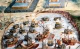Quadre de Niccolò Granello que representa el desembarcament dels terços espanyols en la batalla d'isla Terceira, a les Açores Quadre de Niccolò Granello que representa el desembarcament dels terços espanyols en la batalla d'isla Terceira, a les Açores