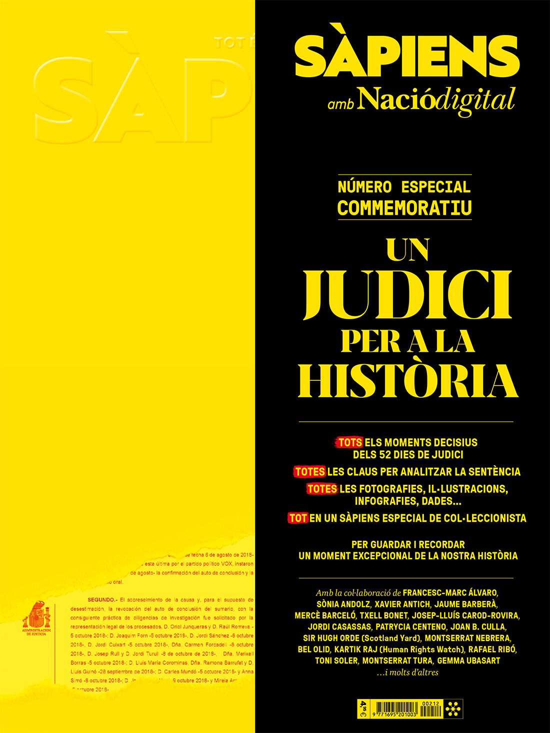 Portada de l'especial commemoratiu 'Un Judici per a la Història'