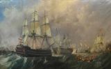 Els navilis espanyols 'Pelayo' i 'Santísima Trinidad' durant una batalla contra Anglaterra el 1797