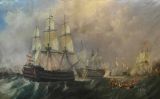 Els navilis espanyols 'Pelayo' i 'Santísima Trinidad' durant una batalla contra Anglaterra el 1797 Els navilis espanyols 'Pelayo' i 'Santísima Trinidad' durant una batalla contra Anglaterra el 1797