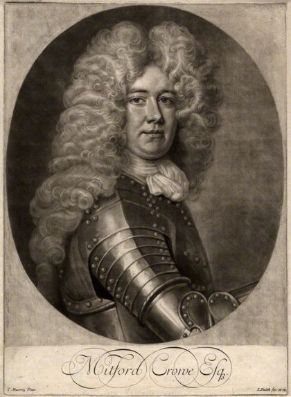 Mitford Crowe, en un gravat de 1703 fet per John Smith
