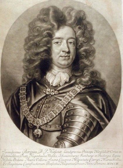 Jordi de Hessen-Darmstadt en un gravat fet per John Smith (1669-1705) Jordi de Hessen-Darmstadt en un gravat fet per John Smith (1669-1705)