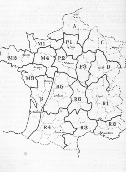 Organització geogràfica de la Resistència francesa durant la Segona Guerra Mundial
