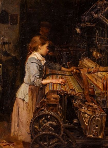 ‘La teixidora’, de Joan Planella (1882), simbolitza la nova classe social, obrera i urbana que va emergir durant la Revolució Industrial