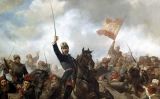 El general Prim a la batalla de Tetuan el 1860, comandant els caçadors d'Alba de Tormes i el batalló de voluntaris catalans El general Prim a la batalla de Tetuan el 1860, comandant els caçadors d'Alba de Tormes i el batalló de voluntaris catalans
