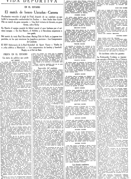 Secció esportiva de 'La Vanguardia' del 3 de desembre de 1930, on s'explica la victòria de Gironès contra Jack Kirby Secció esportiva de 'La Vanguardia' del 3 de desembre de 1930, on s'explica la victòria de Gironès contra Jack Kirby