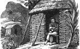 Il·lustració d'Alexander Selkirk llegint la seva Bíblia a l'illa deserta de Más a Tierra Il·lustració d'Alexander Selkirk llegint la seva Bíblia a l'illa deserta de Más a Tierra