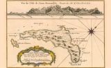 Mapa francès del 1753 de l’illa més gran de l’arxipèlag Juan Fernández, on va estar Selkirk