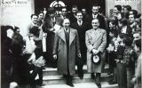 Visita del president de la Generalitat de Catalunya Lluís Companys a l'Institut Escola M. B. Cossío, acompanyat de Lluís Casals, Salvador Sarrà i Josep Moix, el 16 de març de 1937