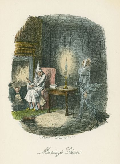 El fantasma del Nadal del passat visitant a Scrooge. Il·lustració de John Leech per a la primera edició de 'Canço de Nadal' (1843) El fantasma del Nadal del passat visitant a Scrooge. Il·lustració de John Leech per a la primera edició de 'Canço de Nadal' (1843)