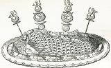 'Salmon a la Chambord', gravat del llibre de Francatelli 'The modern cook' 'Salmon a la Chambord', gravat del llibre de Francatelli 'The modern cook'