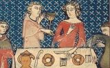 Degustació medieval, publicada al llibre 'Livre d'heures de la reine Yolande' (segle XV) Degustació medieval, publicada al llibre 'Livre d'heures de la reine Yolande' (segle XV)