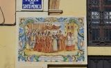 Panell ceràmic de l'arribada de Sant Vicent Ferrer a València Panell ceràmic de l'arribada de Sant Vicent Ferrer a València