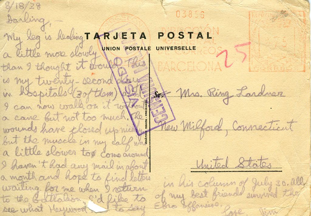 Postal de Jim Lardner a la seva mare del 18 d'agost de 1938