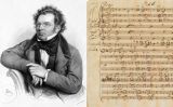 Retrat anònim de Schubert i fragment d'una de les seves obres Retrat anònim de Schubert i fragment d'una de les seves obres