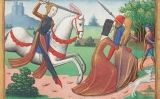 Il·lustració de Joana d'Arc perseguint prostitutes de l'exèrcit del 1484 Il·lustració de Joana d'Arc perseguint prostitutes de l'exèrcit del 1484