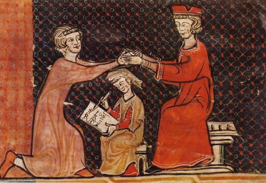 Miniatura medieval d'un acte d'homenatge