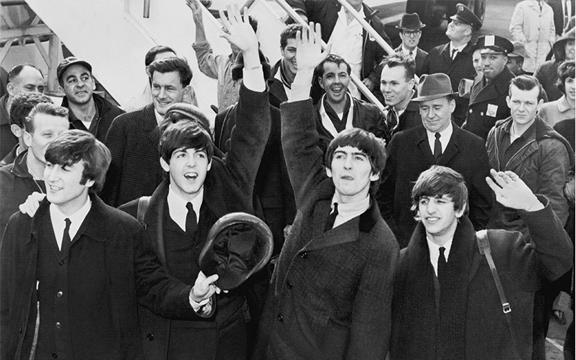 Els Beatles a l'aeroport Kennedy el 7 de febrer de 1964