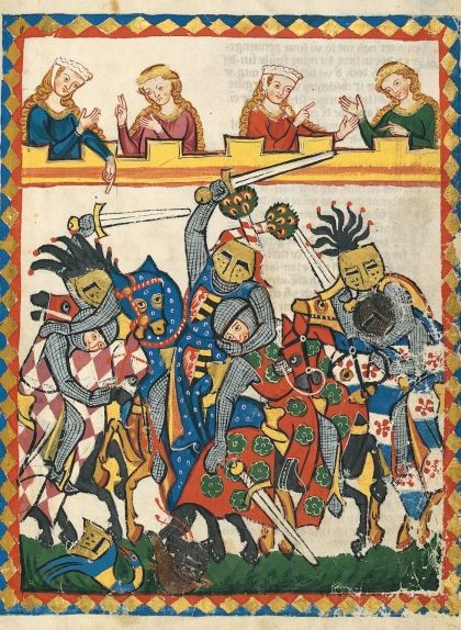 Cavallers estovant-se en un torneig Cavallers estovant-se en un torneig