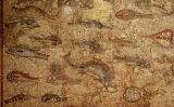 Detall del 'Mosaic dels peixos' que es conserva al MNAT Detall del 'Mosaic dels peixos' que es conserva al MNAT