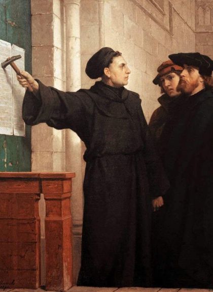 'Luter penja les 95 tesis a la porta', quadre de Ferdinand Willem Pauwels 'Luter penja les 95 tesis a la porta', quadre de Ferdinand Willem Pauwels
