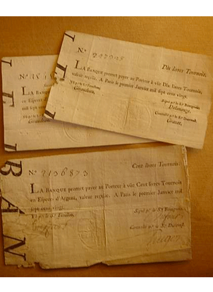 Bitllets de 1720 emesos per la Banca Reial francesa Bitllets de 1720 emesos per la Banca Reial francesa
