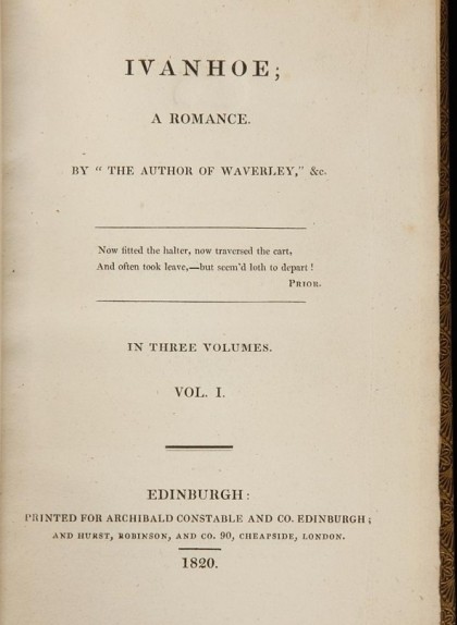 Coberta de la primera edició d''Ivanhoe', de 1820 Coberta de la primera edició d''Ivanhoe', de 1820