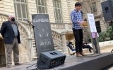 Els historiadors Pau Castell (al faristol) i Agustí Alcoberro, màxims experts en la cacera de bruixes a Catalunya